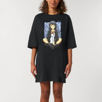 Robe t-shirt oversize noire en coton bio pour femme - vue produit