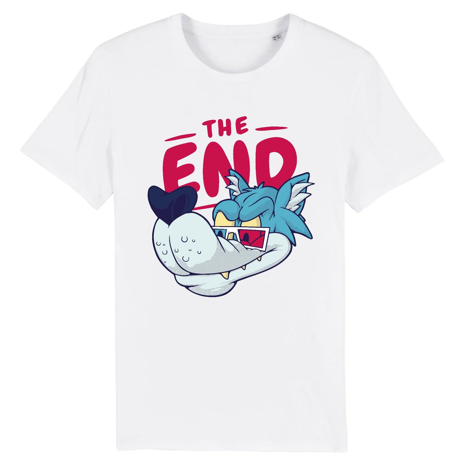 T-shirt geek cinéma THE END COMICS coton bio blanc - CHT'M Boutique