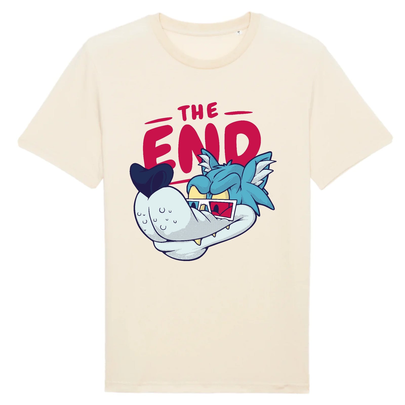 T-shirt geek cinéma THE END COMICS coton bio naturel écru - CHT'M Boutique