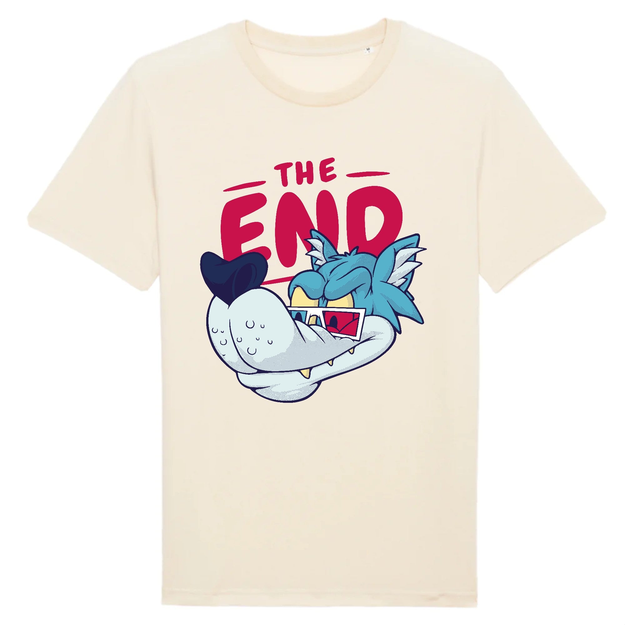T-shirt geek cinéma THE END COMICS coton bio naturel écru - CHT'M Boutique