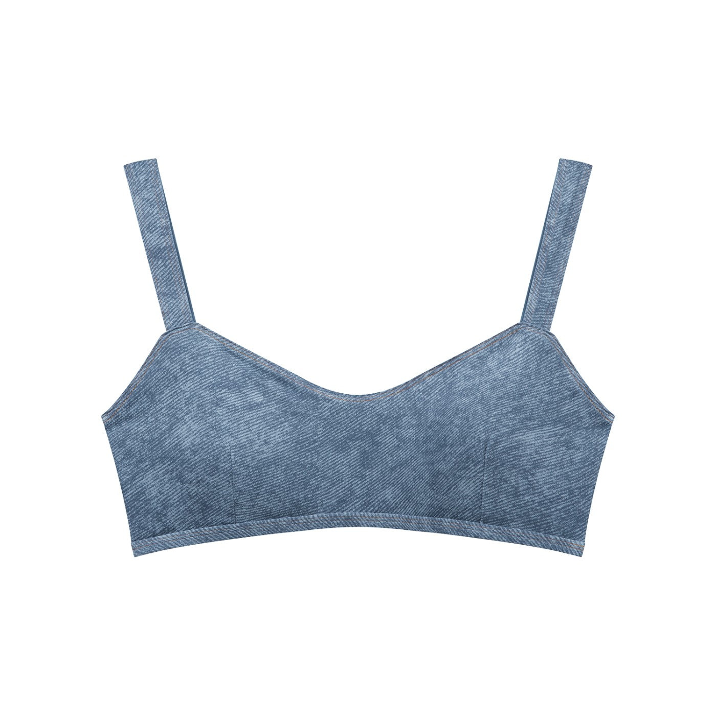 Brassière de sport effet jean bleu clair vue de face
