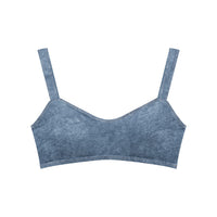 Brassière de sport effet jean bleu clair vue de face