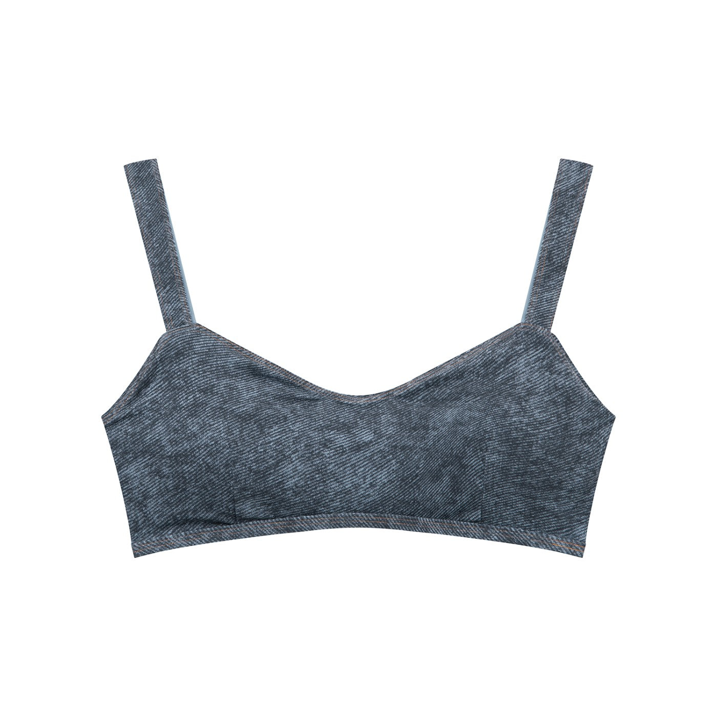 Brassière de sport effet jean bleu jean vue de face