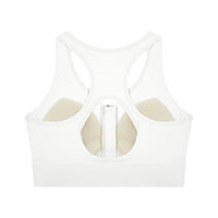 Brassière de sport zippée crop originale CHT'M blanche, vue de dos