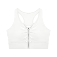 Brassière de sport zippée crop originale CHT'M blanche, vue de face
