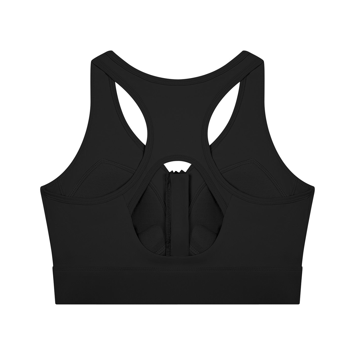 Brassière de sport zippée crop originale CHT'M noire, vue de dos