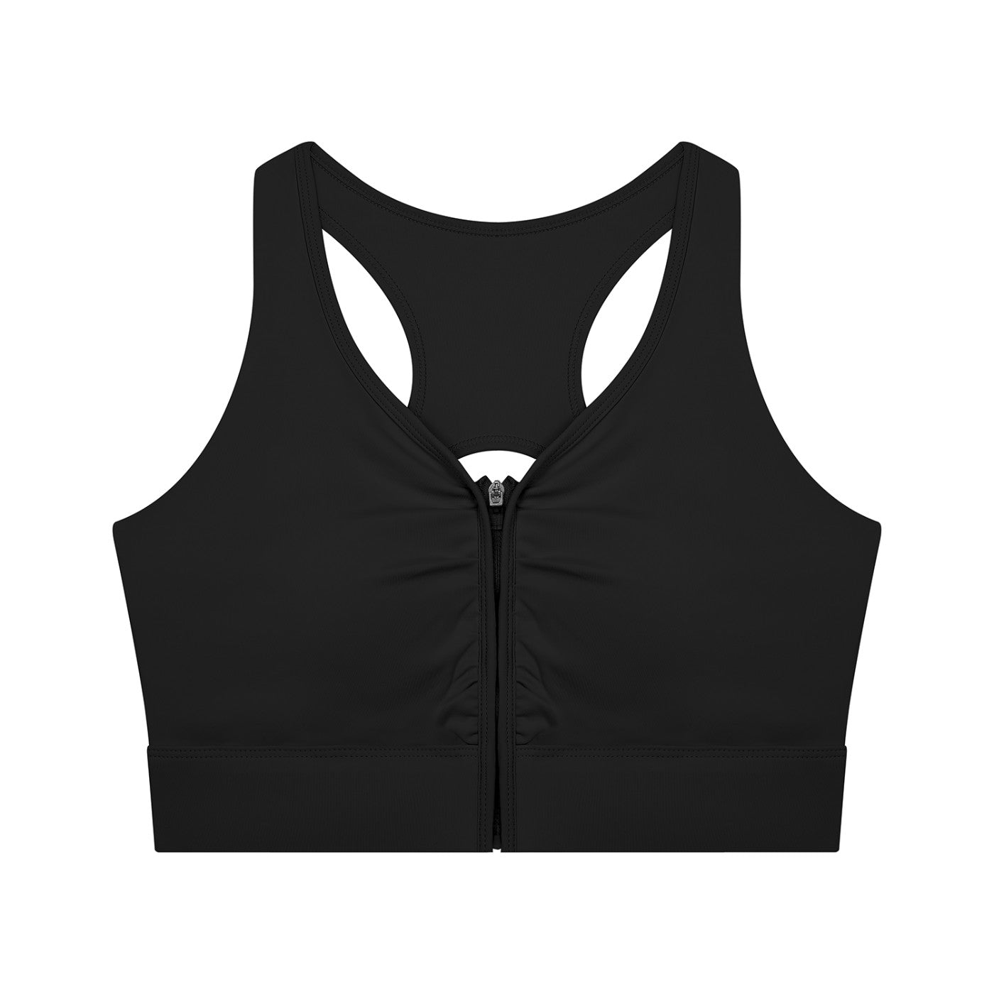 Brassière de sport zippée crop originale CHT'M noire, vue de face