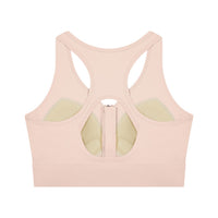 Brassière de sport zippée crop originale CHT'M rose, vue de dos