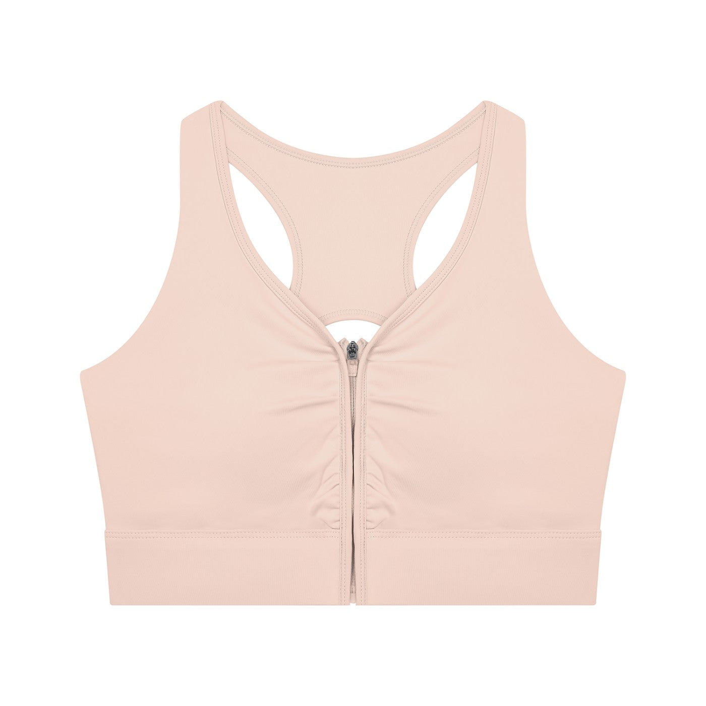 Brassière de sport zippée crop originale CHT'M rose, vue de face