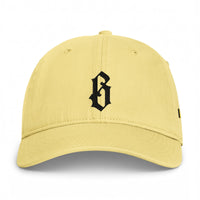 Casquette belge originale brodée B gothique jaune beurre, vue de face