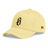 Casquette belge jaune beurre, profil avec drapeau belge brodé sur le côté