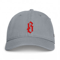 Casquette belge originale brodée B gothique rouge, coloris gris granit, vue de face