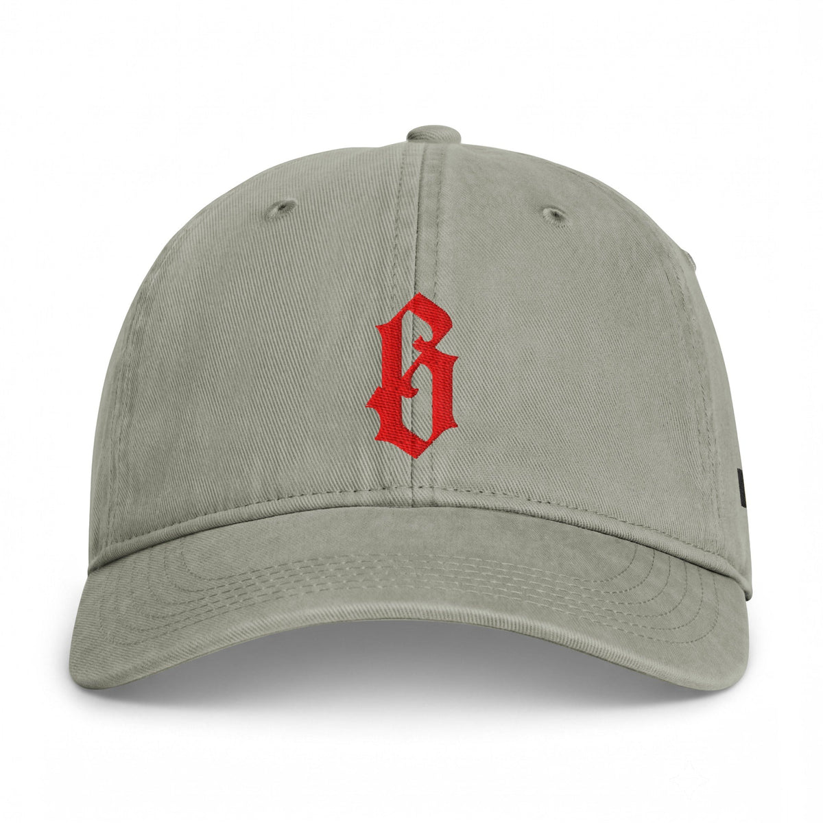 Casquette belge originale brodée B gothique rouge, coloris sable, vue de face