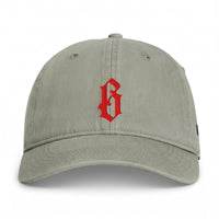 Casquette belge originale brodée B gothique rouge, coloris sable, vue de face