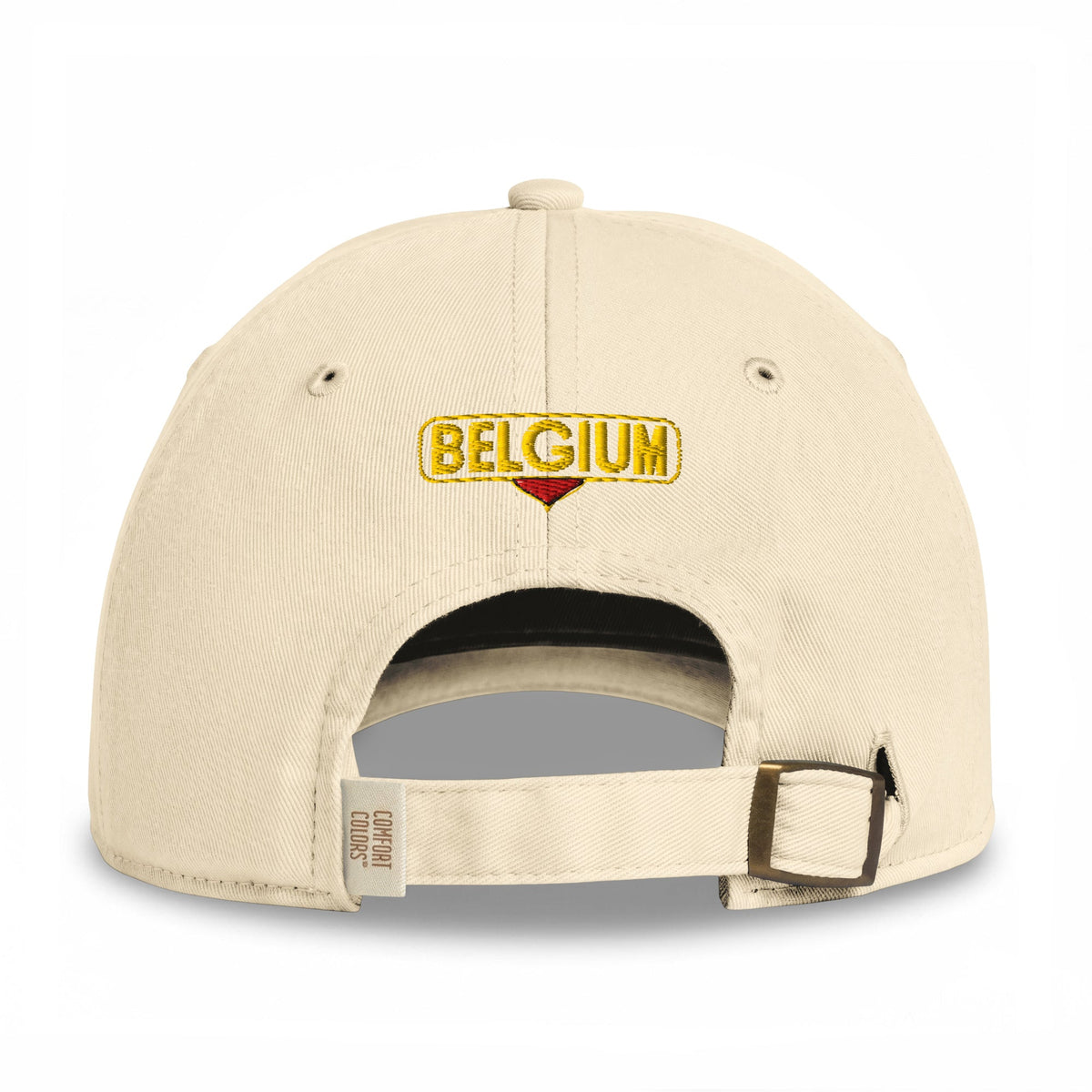 Casquette belge vintage blason doré Ivoire, vue de dos, broderie BELGIUM