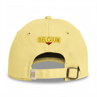 Casquette belge vintage blason doré Jaune beurre, vue de dos, broderie BELGIUM