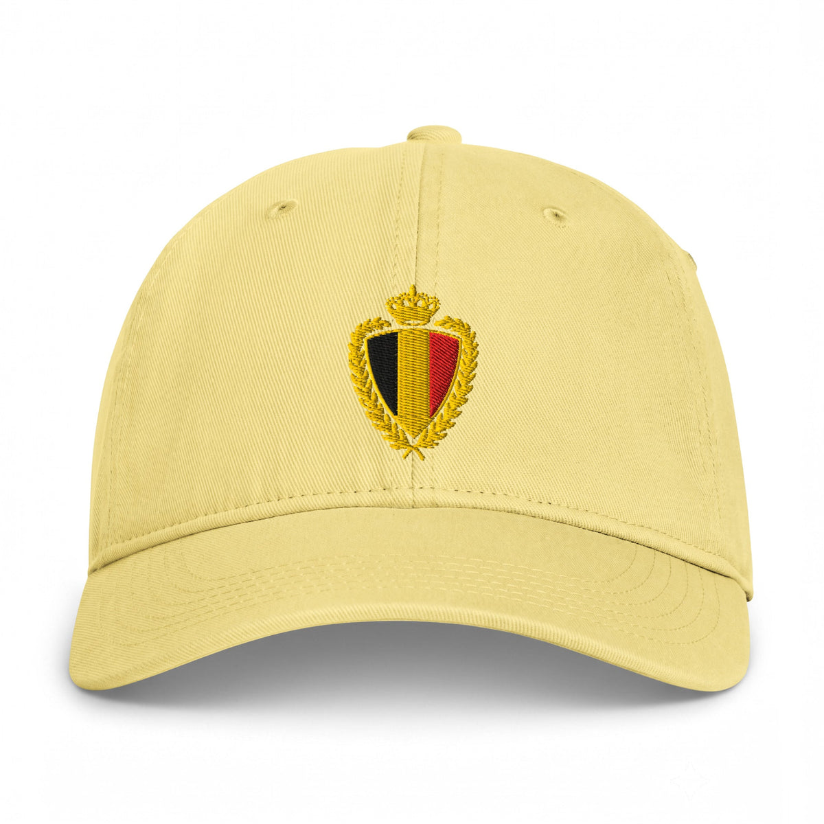 Casquette belge vintage blason doré Jaune beurre, vue de face