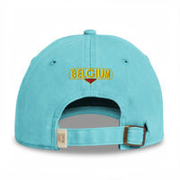 Casquette belge vintage blason doré Menthe pastel, vue de dos, broderie BELGIUM