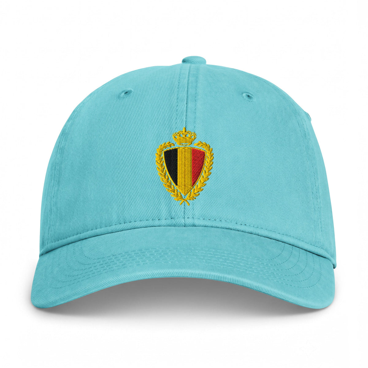 Casquette belge vintage blason doré Menthe pastel, vue de face