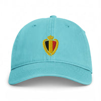 Casquette belge vintage blason doré Menthe pastel, vue de face