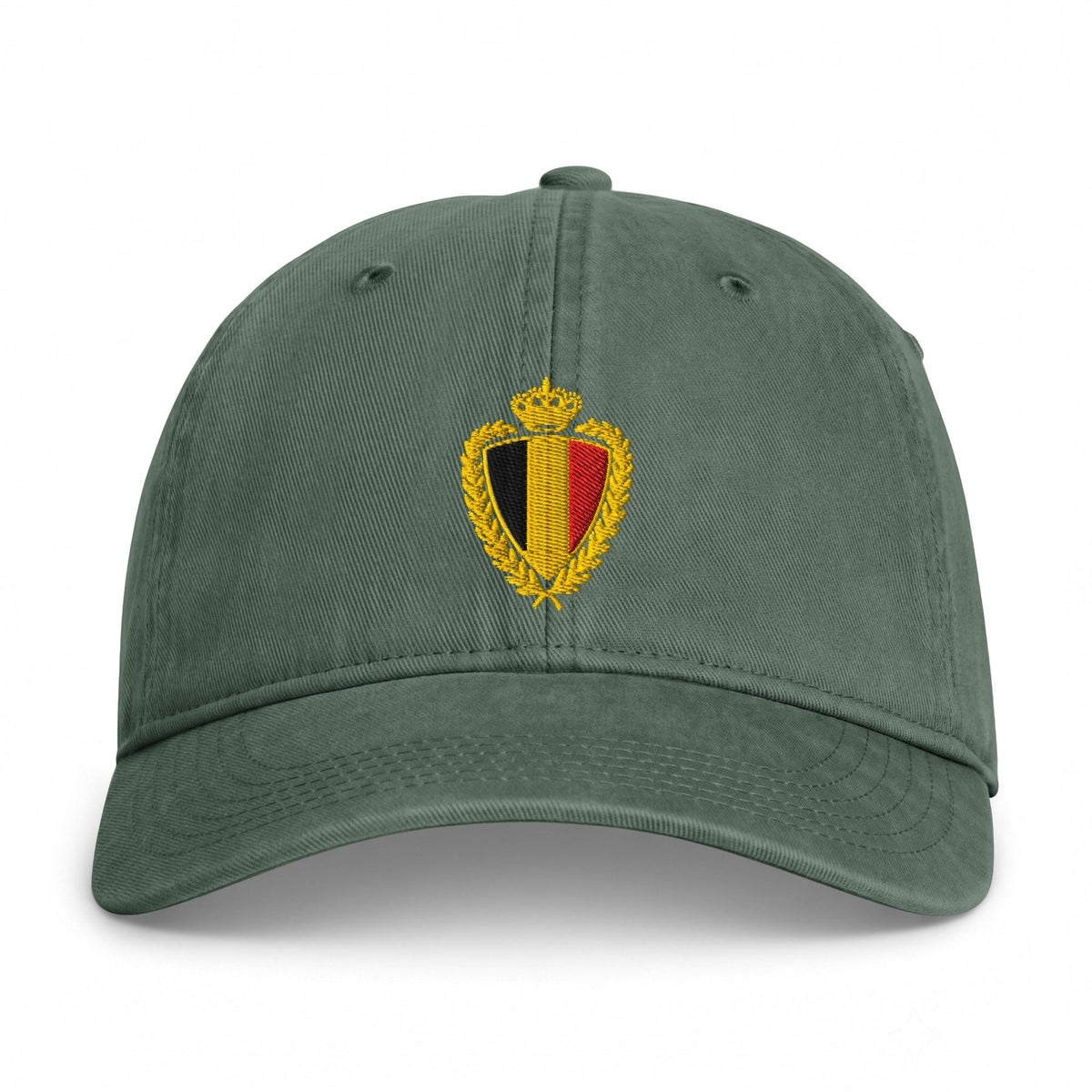 Casquette belge vintage blason doré Vert mousse, vue de face