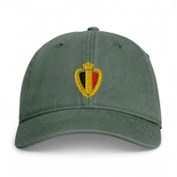 Casquette belge vintage blason doré Vert mousse, vue de face