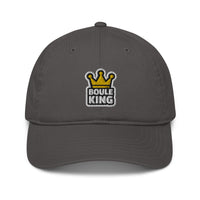 Casquette de pétanque originale Boule King anthracite, broderie couronne dorée