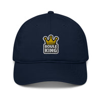 Casquette de pétanque brodée Boule King bleu pacific, vue de face
