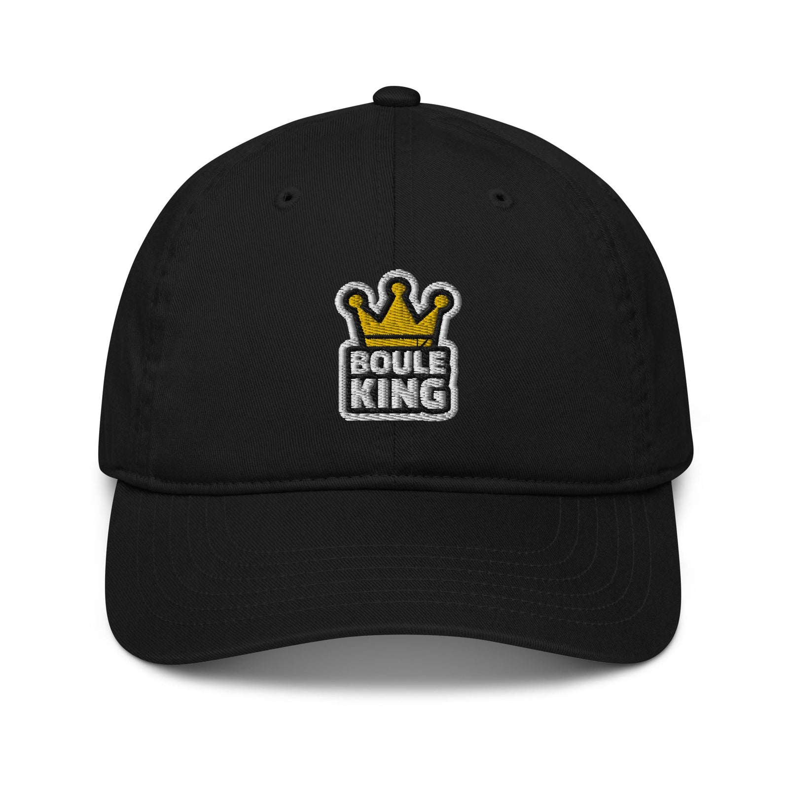 Casquette de pétanque originale Boule King brodée noire, vue de face