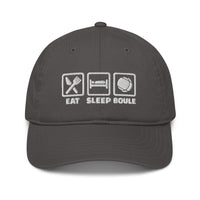 Casquette pétanque originale EAT SLEEP BOULE anthracite brodée, vue de face
