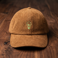 Casquette écolo velours côtelé brodée ampoule verte - brun - vue principale