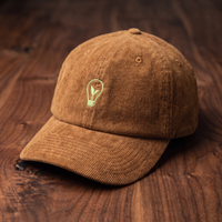 Casquette écolo velours côtelé brodée ampoule verte - brun - vue trois-quarts