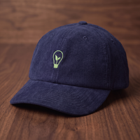 Casquette écolo velours côtelé ampoule verte bleu marine oxford - vue détail broderie CHT'M Boutique