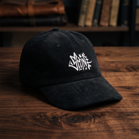 Casquette en velours côtelé noire CHT'M Boutique avec broderie tag graffiti Shine - vue de face angle léger