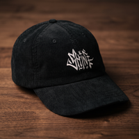 Casquette en velours côtelé noire CHT'M Boutique avec broderie tag graffiti Shine - vue trois-quarts prononcée