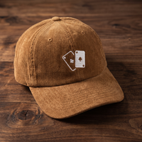 Casquette en velours côtelé CHT'M Boutique - broderie jeu de cartes casino - coloris brun