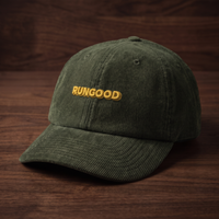 Casquette en velours côtelé CHT'M RUNGOOD, motif poker doré, vue trois-quarts