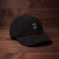 Casquette en velours côtelé CHT'M The End, broderie script blanche, vue trois-quarts