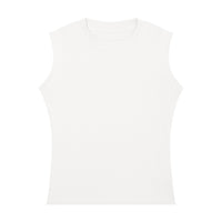Débardeur femme col rond blanc vu de face