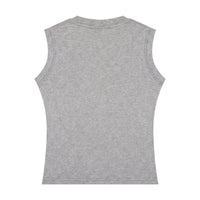 Débardeur femme col rond gris chiné vu de dos