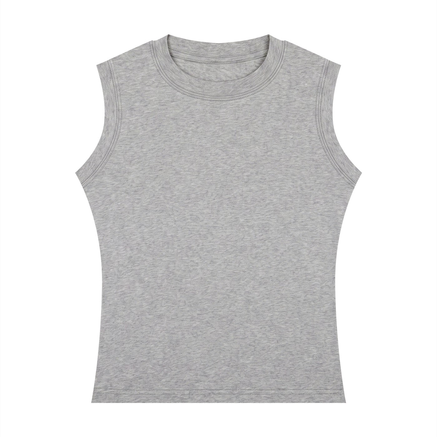 Débardeur femme col rond gris chiné vu de face