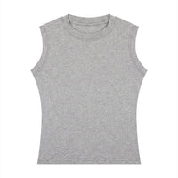 Débardeur femme col rond gris chiné vu de face