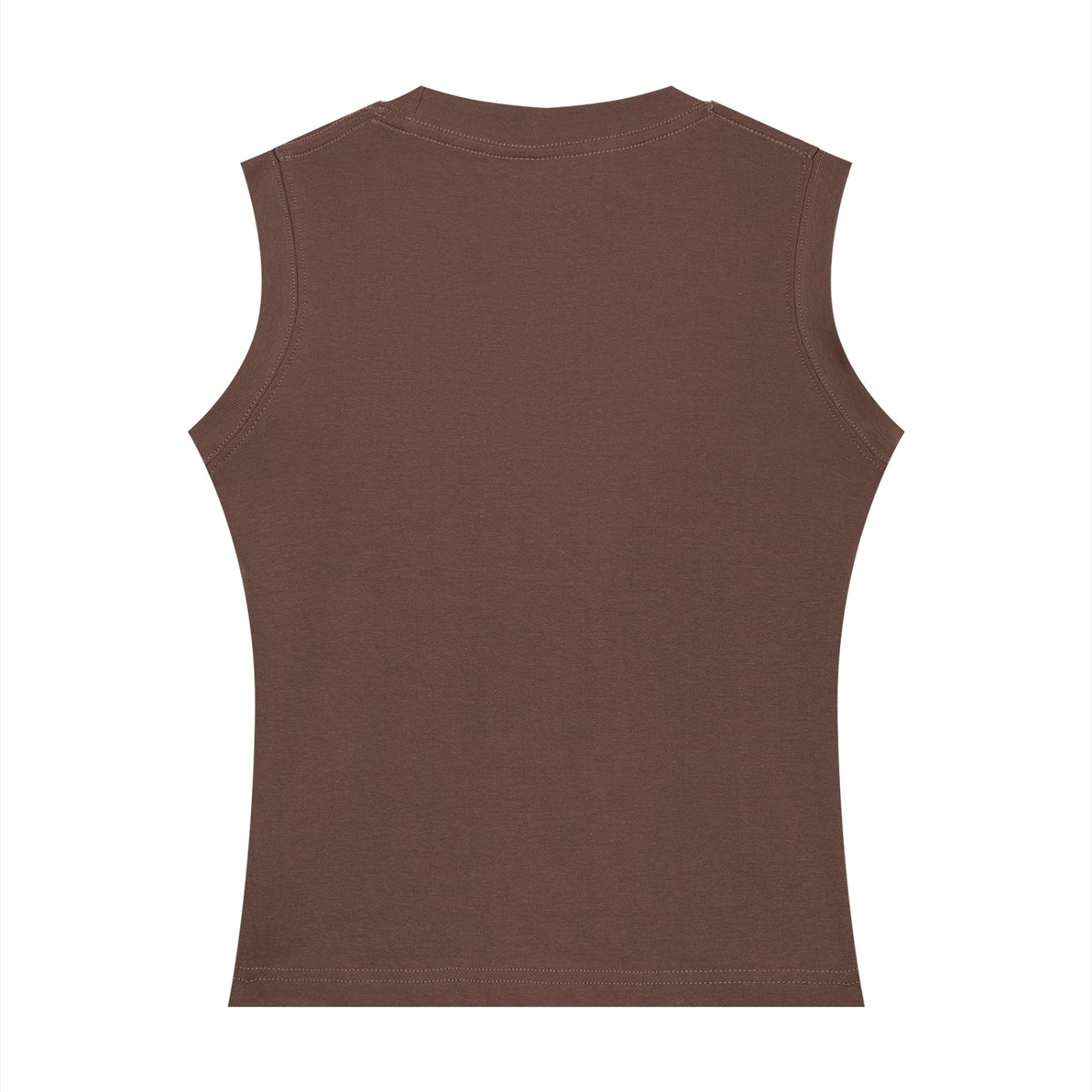Débardeur femme col rond marron café vu de dos