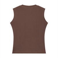 Débardeur femme col rond marron café vu de dos
