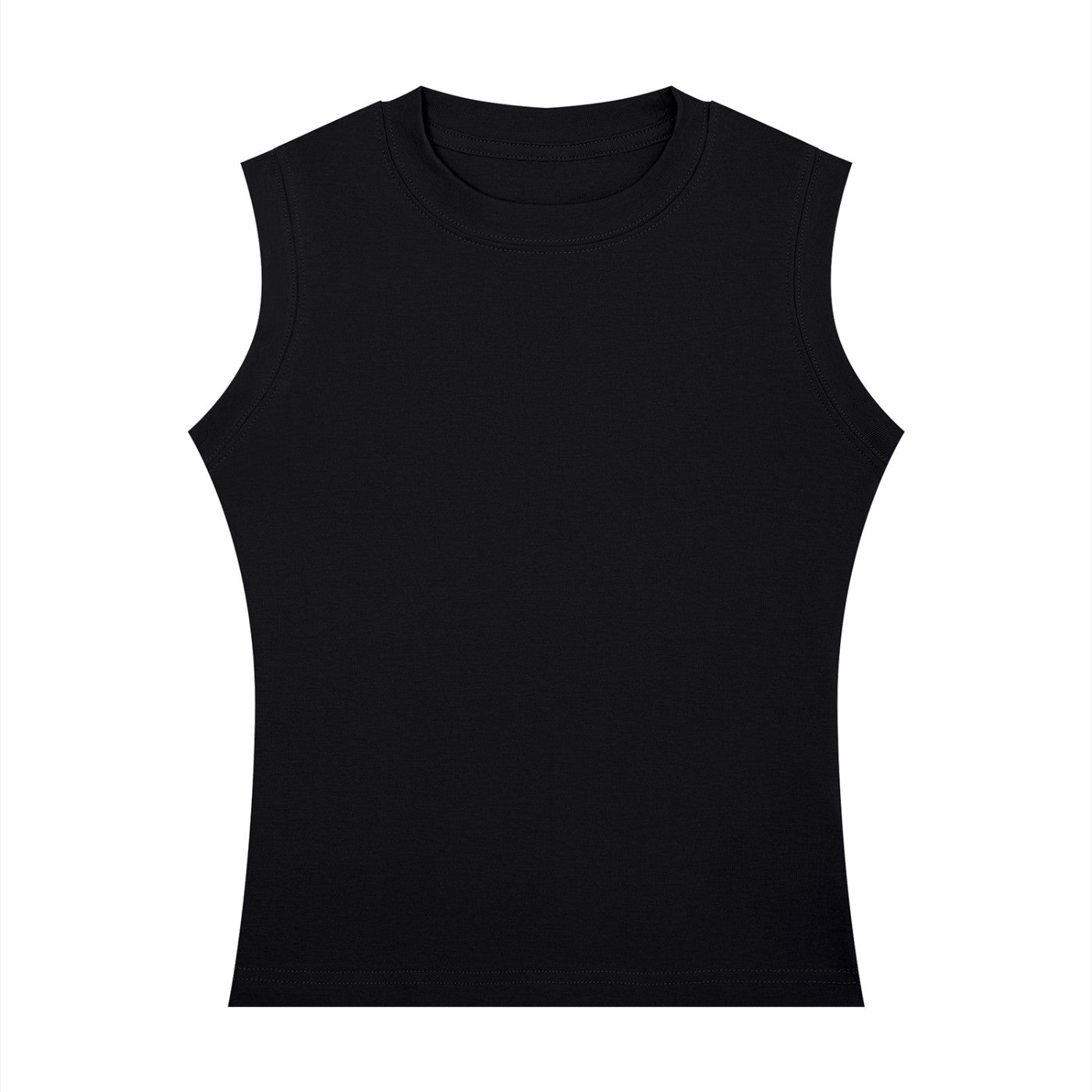 Débardeur femme col rond noir vu de face