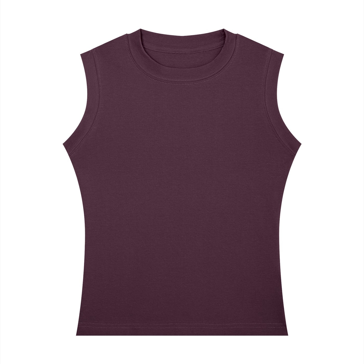 Débardeur femme col rond prune vu de face