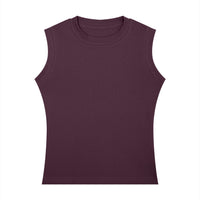 Débardeur femme col rond prune vu de face