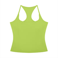 Débardeur crop yoga original vert pastel, vue de face, femme