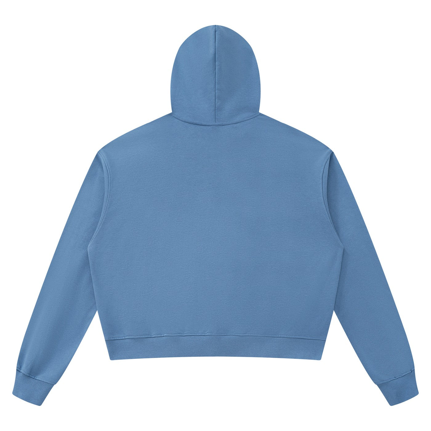 Hoodie boxy bord brut unisexe bleu gris vu de dos