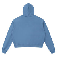 Hoodie boxy bord brut unisexe bleu gris vu de dos